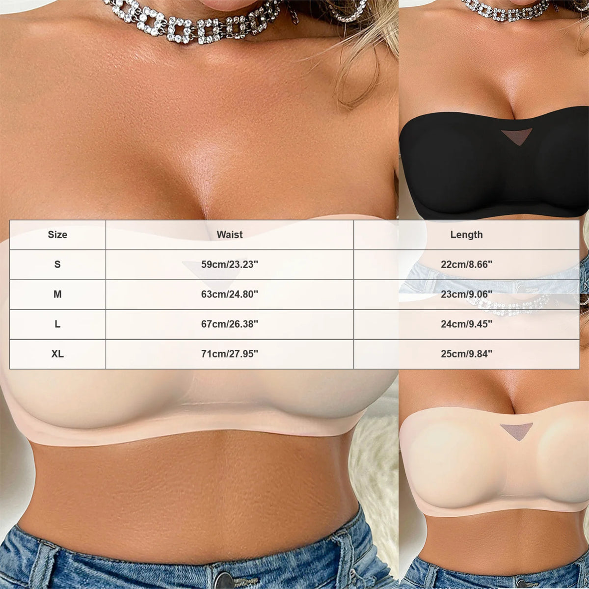 Women's Sexy Strapless Push Up Bra Padded Seamless Invisible Wireless Bandeau Bra Women Beauty Back Anti Slip Off Shoulder Bras