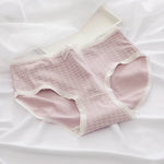 1 Pack Women's Cute Lace Trim Cotton Underwear Bow & Heart Print Briefs Sweet Style Lingerie M-XL Breathable Daily Panty