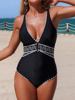 2026 V-neck Swimsuit Women One Piece Solid Printed Swimwear Female Sexy Bathers Bathing Swimming Swim Suit Beach Wear XL