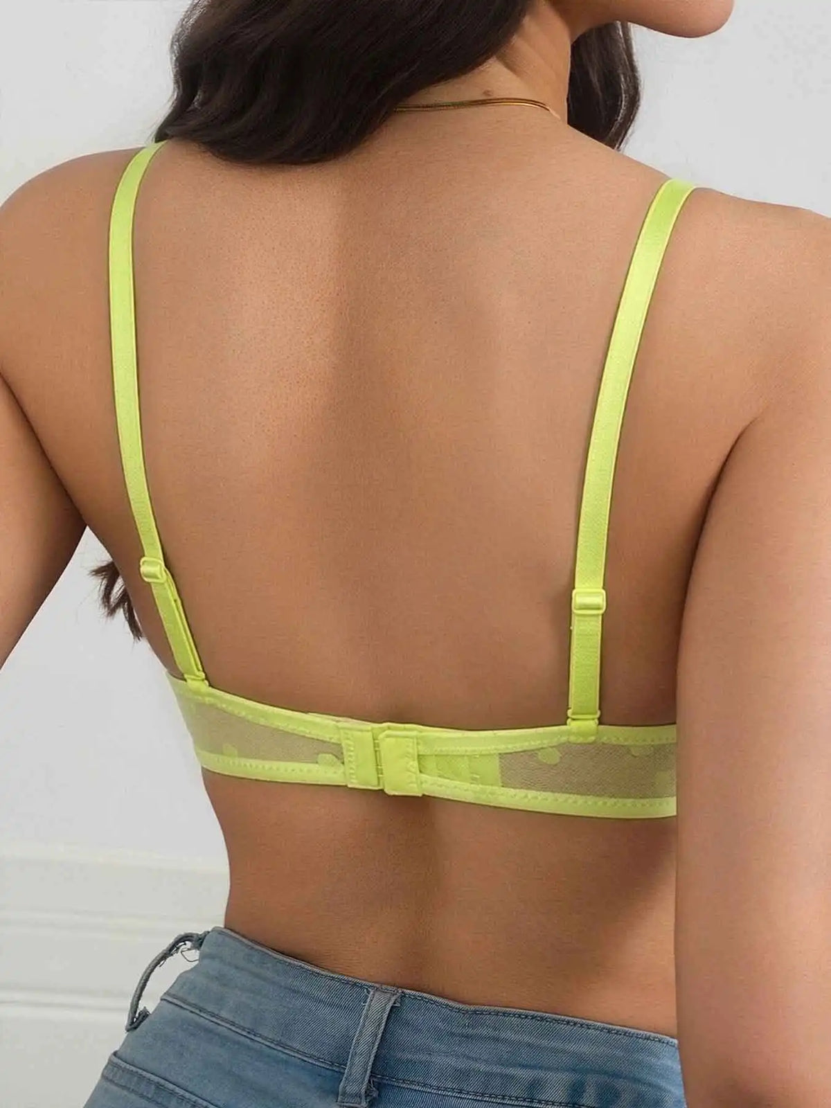 Polka Dot Mesh Sexy Push-Up Bra, Popular in Europe and America, Thin on Top and Thick on Bottom, Deep V Seductive Bra