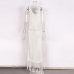 New Sexy S - XL Fringe Tassel Knitted Crochet Tunic Beach Cover Up Cover-ups Beach Dress Beach Wear Beachwear Female Women V3791