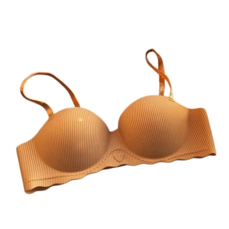 Women Push-Up Bra Demi Cup Underwear Heart Print Non-wired 1/2 Cup No Show Bras Sexy Lingerie Padded Thin Straps Brassiere S-XL