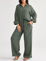 2026 Spring and Summer Casual Suit New Fashion Suit Loose Casual Top Wide Leg Pants Two-piece Set for Women