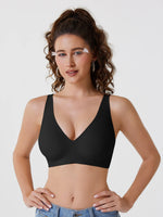 Leopard Print Deep V Seamless Wire-free Everyday Bra Comfortable and Breathable Full Cup Support Pink Leopard Print Bra Sostén