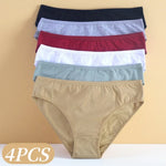 4Pcs/Set Cotton Panties Women Solid Color Underwear Female Underpants Sexy Lingerie M-XL Comfort Soft Briefs Intimates