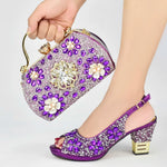 Doershow Italian orange Shoes And Bag Sets For Evening Party With Stones Italian Leather Handbags Match Bags! !HUK1-32