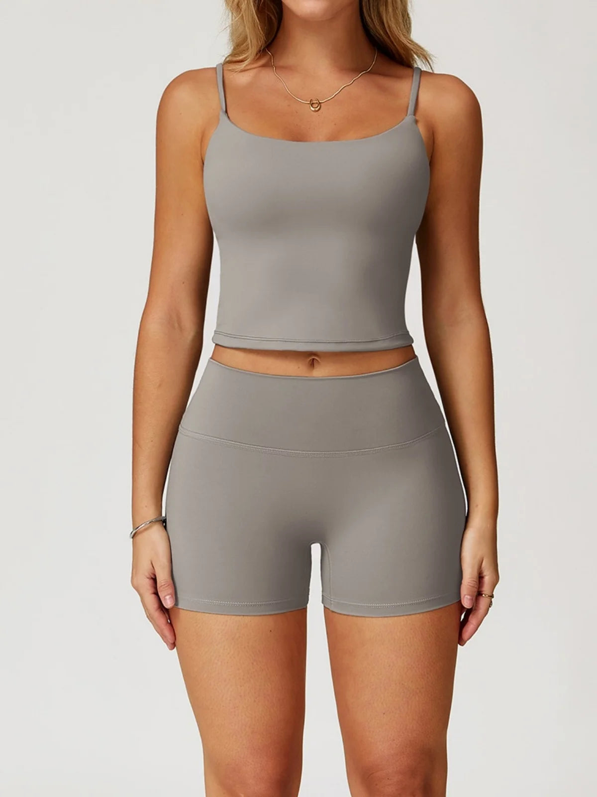 Yoga Shorts Set Women Sports Tank Top with Tight Fitting High Waist Pants Fitness Suit Summer Running Exercise Workout Clothes
