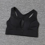 2026 NewFront Zipper Adjustment High Strength Shockproof Gathered Sexy Cross Back Workout Sports Bra For Women