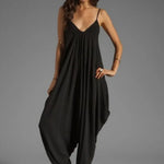 Sexy V-Neck Sleeveless Jumpsuits Summer Jumpsuits for Women Full-Length Playsuit Solid Color Pants Female Casual Loose Rompers