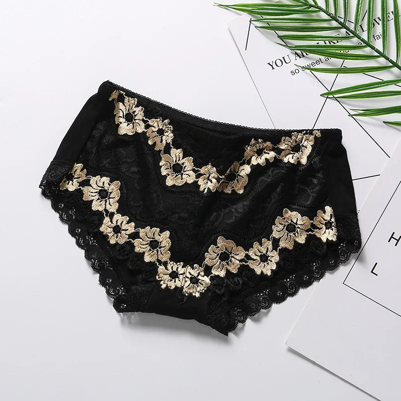 Sexy Lace Flowers Embroidery Panties for Women Underwear Low Waist Briefs Summer Breathable Comfort Shorts 15 Color Lingerie