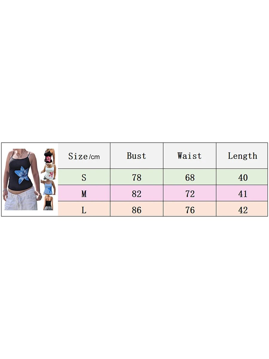 Summer Women Floral Print Camisole Casual Spaghetti Straps Tank Tops Sleeveless Crop Tops for Club Streetwear
