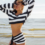 Two Piece Set Women Trendy Knit Outfits Solid Color/Stripe Off Shoulder Tops + Shorts Y2K Beach Casual Sexy Streetwear