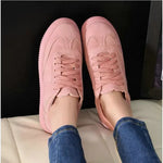 sneakersWomen casual low top leather shoes lightweight white Pink Shoes Breathable Creepers Platform flats Shoes2020