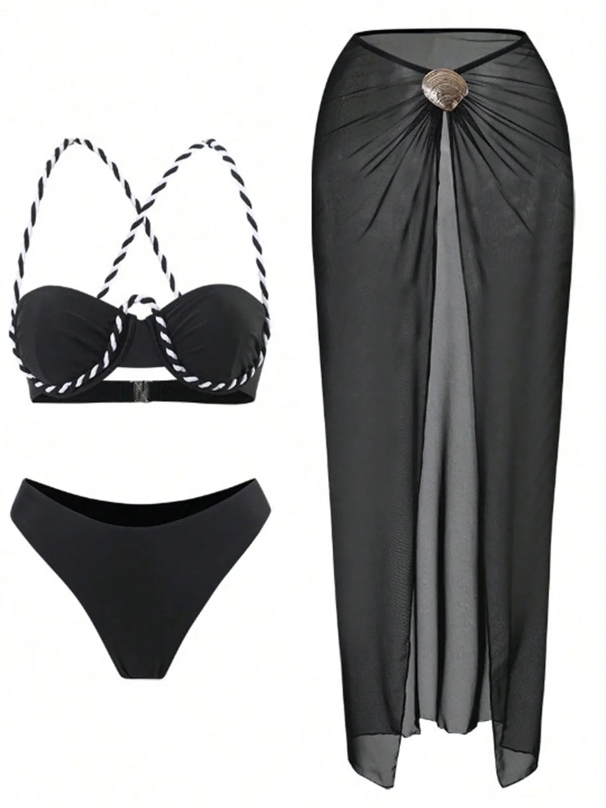 XS - L 3PCS With Skirt Underwired Bikini Female Swimsuit Women Swimwear Bather Bathing Suit Swim Three-pieces Bikini set K8045