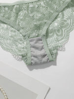 Two Pieces Transparent Floral Bras Panties Set Clothing Sexy Underwire Push Up Lingeries For Women lace bra A2123