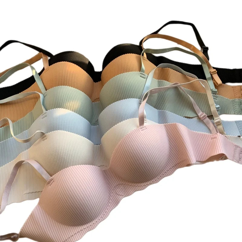 Women Push-Up Bra Demi Cup Underwear Heart Print Non-wired 1/2 Cup No Show Bras Sexy Lingerie Padded Thin Straps Brassiere S-XL