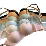 Women Push-Up Bra Demi Cup Underwear Heart Print Non-wired 1/2 Cup No Show Bras Sexy Lingerie Padded Thin Straps Brassiere S-XL