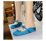 BIGTREE Satin Bow With One Strap With Shallow Mouth Half-Tugging Women's Hollow Inner Heightened Round-Head Sandals Comfortable