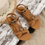 Flower Beaded Bohemian Sandals for Women Summer Roman Style Comfortable Flat Sandals Woman Lightweight Non Slip Beach Shoes