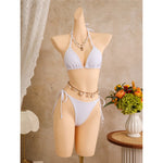 With Floral Dress Printed Halter Bikini Female Swimsuit Women Swimwear Three-pieces Bikini set Bather Bathing Suit Swim V8204