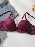 pure desire Bra for Women – 3/4 Cup Underwire Push Up Bra lace sexy Lingerie party brassiere(B-C Cup)L2957