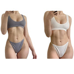 Women Seamless Bra And Panties Set U-Neck Push-Up Bra Brazilian Thongs Low-Waist T-Back Female Underwear Sexy Lingerie Set