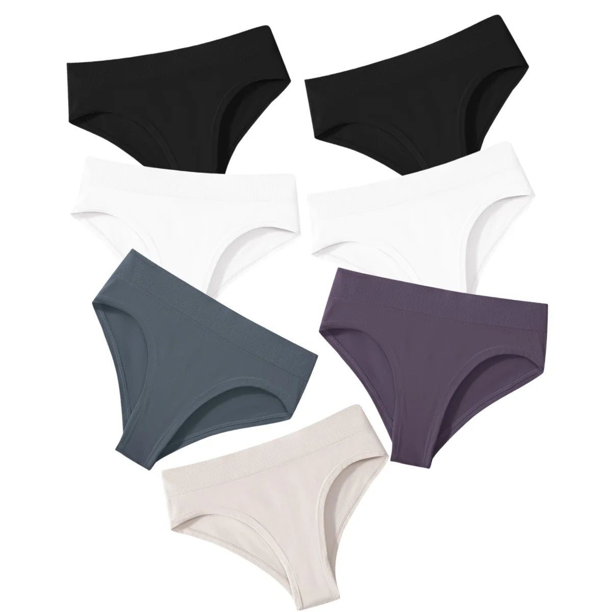 7Pcs/Set Panties Women Seamless Underwear High Rise Briefs Female Underpants Solid Color S-XXXL Sexy Lingerie Comfort Intimates