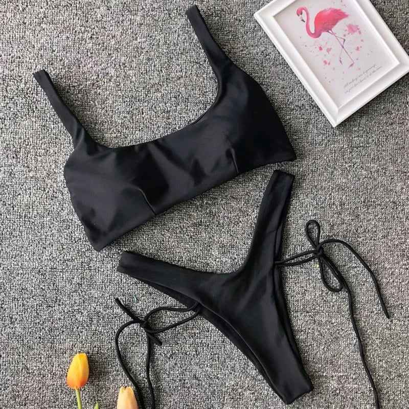 2026 High Cut Micro Thong Bikini Female Thong Bikinis Swimsuit Women Swimwear Two-pieces Bikini Set Brazilian Bathing Suit Swim