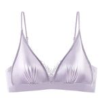 French Elegant Bra Lingerie Wirefree Bra Luxury Satin Bralette for Small Chest Summer Thin Lace Bra Elegant Comfort Bralette