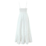 Women's Fashion All-Cotton Strap Long Dress Women's Satin Dress Lace Trim Elegant Evening Wear Dress For Woman Sleeveless GNTG