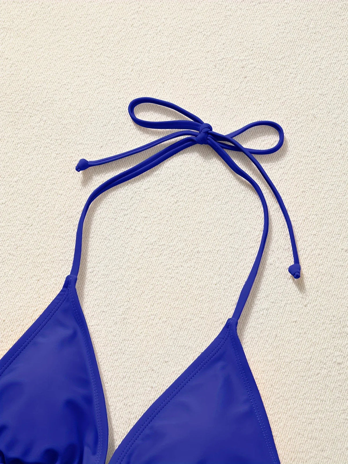 Women Bikini Set Solid Color Triangle Halter Neck Tie Side Two Piece Swimsuit Adjustable String Swimwear for Beach Vacation