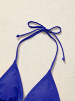 Women Bikini Set Solid Color Triangle Halter Neck Tie Side Two Piece Swimsuit Adjustable String Swimwear for Beach Vacation