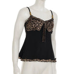 American Hotsweet Y2k Leopard Camisole Women Retro Streetwear E-girl 90s Dark Gothic Sexy Patchwork Lace-up Crop Tank Top Femme