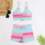 High Waist Bikini Swimsuit Women 2024 Floral Print Swim Suits Drawstring Front Shorts Boxers Swimwear Trunks Pool Bathing Suit