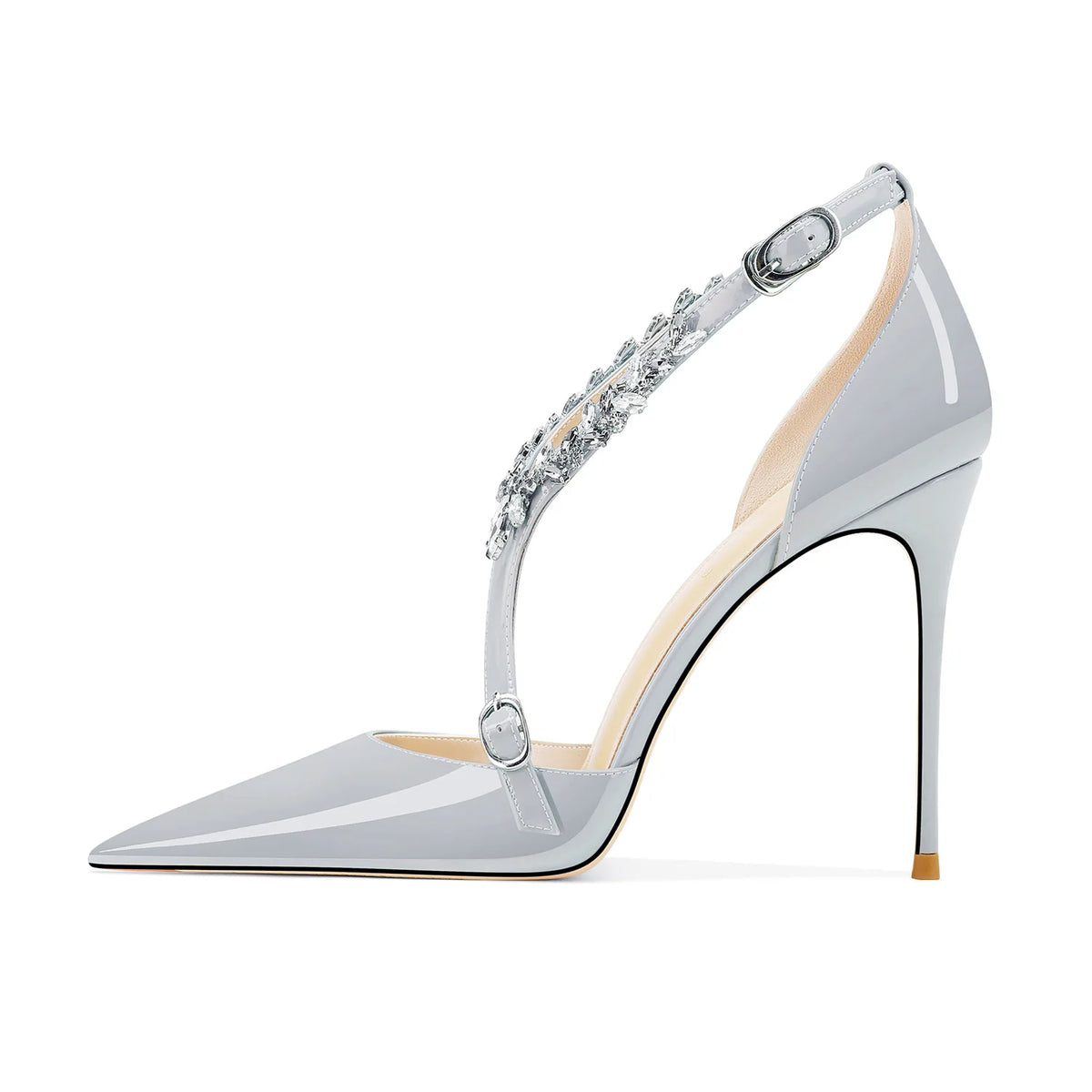 Rhinestone High Heels 2025 Summer Versatile Pointed Heel One-word Buckle Bag Head Sandals Women Black Strap High Heel Sandals 45
