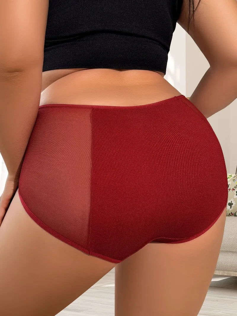 High-Quality Plus Size Women's Briefs Mid-Rise Solid Color Cotton Crotch Soft Breathable Seamless Comfortable Casual Underwear