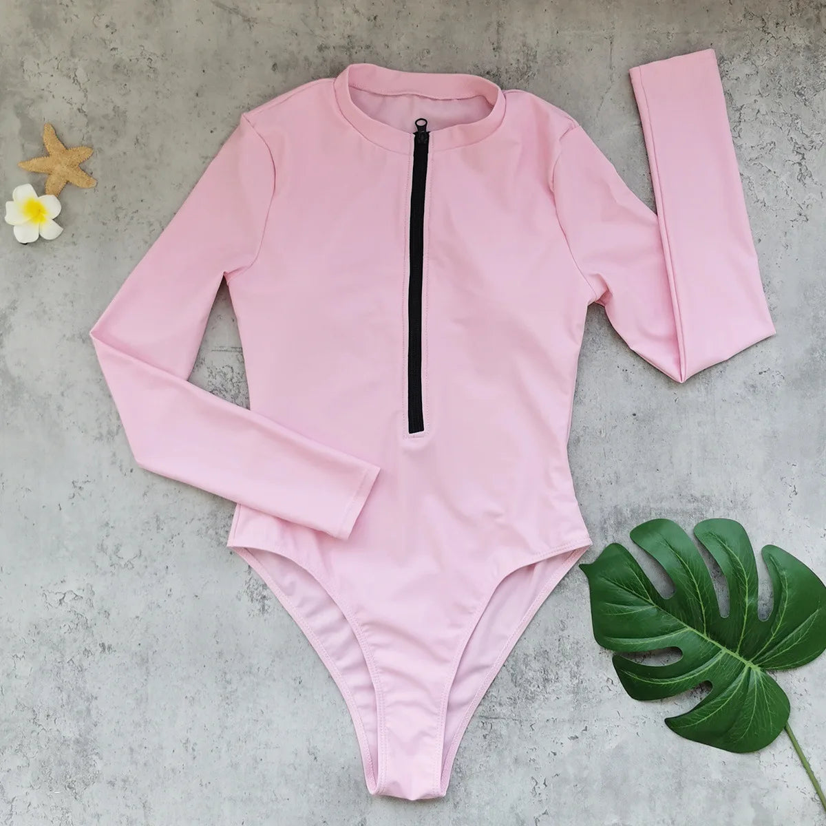 Solid Long Sleeve Swimsuit 2026 Sexy Swimwear Women Surf Swim Suit Slimming Bathingsuit Bikini Bodysuit Beachwear