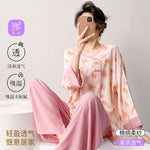 Plus size mother's cotton silk pajamas spring and summer new Chinese style can be worn outside home clothes Mother's Day gift
