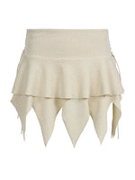 Summer Solid Color Gothic Mini Skirt Women Drawstring Elastic Band Short Y2K Skirt Irregular Hem Streetwear