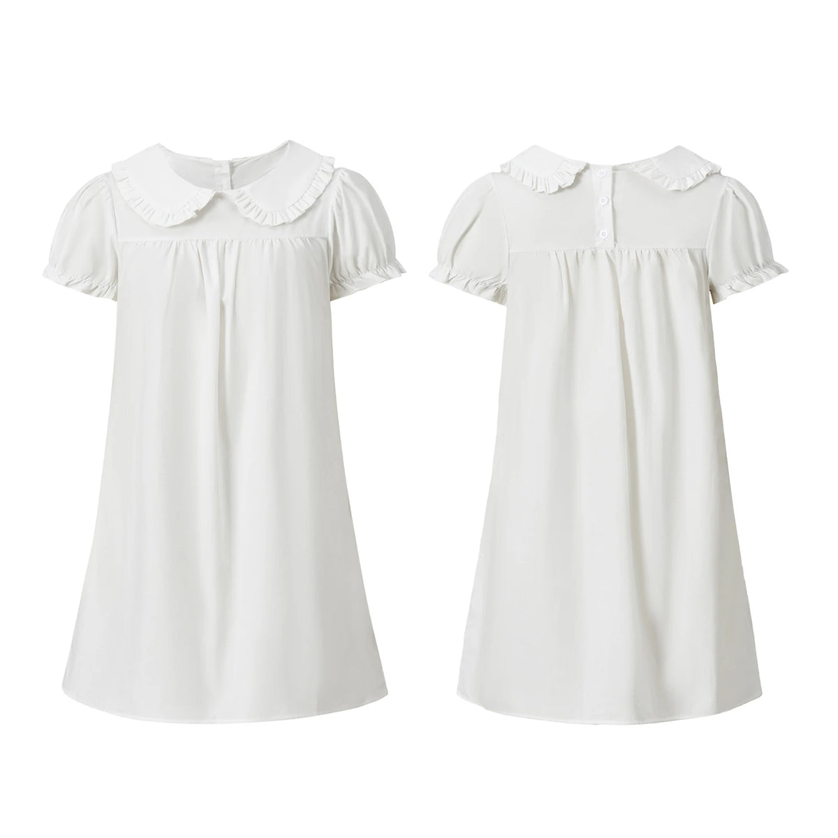 Women Casual White Mini Dress Short Sleeve Doll Collar Loose Shirt Dress 2026 Summer Retro Streetwear