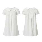 Women Casual White Mini Dress Short Sleeve Doll Collar Loose Shirt Dress 2026 Summer Retro Streetwear