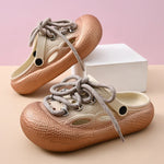 Plus Size Summer Platform Sandals For Women Men Home Street Garden Shoes Lace-up Style Silver Gold Clogs Couples Beach Slippers