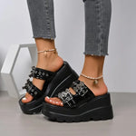 Women Sandals Metal Buckle Platform Sandals WomenSummer Woman Plus Size High Heeled