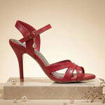 2026 Summer New Women's Metallic High Heel Sandals Ankle Strap Crystal Buckle Stiletto Heels Sexy Party Wedding Prom Dress Shoes