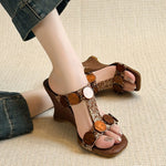 Boho Raffia Comfortable 8cm High Heels Wedge Slide Mules T-Strap Vacation Beach Straw Heels Espadrille Wedge Sandals Women Shoes