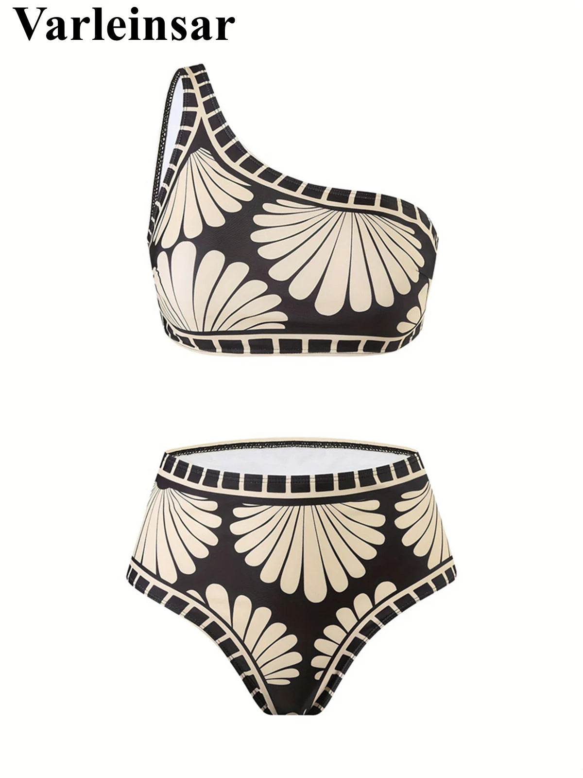 S - XXL Printed Sarong Female Swimsuit High Waist Bikini Women Swimwear Three-pieces Bikini set Bather Bathing Suit Swim V8212