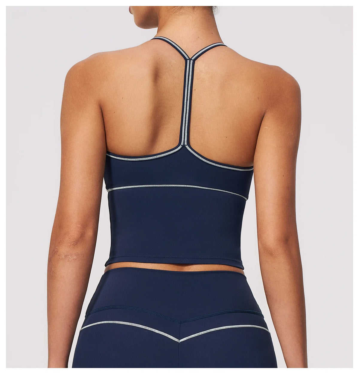 Summer Back I Shaped Sports Bra Sexy Deep V Neck Contrast Color Slimming Yoga Tank Top Outdoor Workout Fitness Gym Running Vest