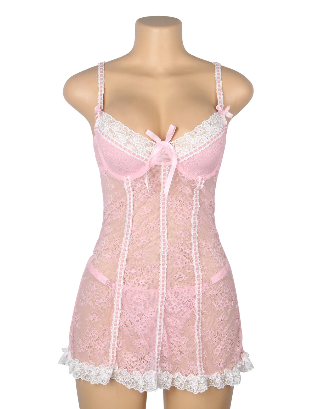 Purple Sexy Lace Ruffled Suspender Babydoll Nightdress for Women Push Up Chemise Sleepwear Lingerie
