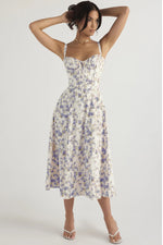 Sexy Low Cut Spaghetti Strap Maxi Dresses For Women Color Flower Printed Chest Wrap Bowknot Leace-up Long Dress Elegant Vestidos