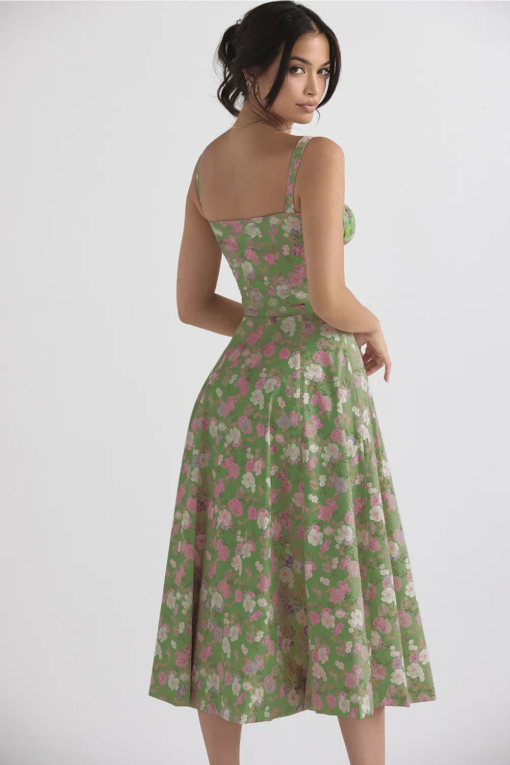 Sexy Low Cut Spaghetti Strap Maxi Dresses For Women Color Flower Printed Chest Wrap Bowknot Leace-up Long Dress Elegant Vestidos